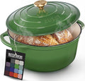 Zulay Kitchen 5 Quart Enameled Cast Iron Dutch Oven Pot with Lid – Premium Durability & Oven Safe up to 500°F – Heavy Duty Cookware Perfect for Bread Baking, Stews, Braising & Roasting – Green