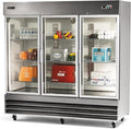 PEAKCOLD 3 Glass Door Commercial Refrigerator - 72 Cubic Ft, 81" Wide Stainless Steel Reach-In Commercial Refrigerator with White Internal Lighting - Freestanding Industrial Fridge