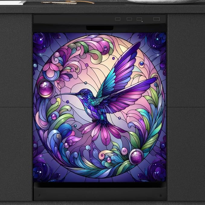 Spring Bird Dishwasher Magnet Cover Animal Bird Purple Dishwasher Decorative Cover Front Dishwasher Door Cover Reuseable Dishwasher Cover Panel Decal for Kitchen Home Appliances 23" X 26"