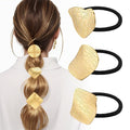 3PCS Metal Hair Tie For Women,Gold Cuffs,Metal Geometric Gold Hair Ties, Hair Accessories Stretchy and Non-Damage Ponytail Holders,Ponytail Cuff Hair Bands For Hair Styling(SET9)