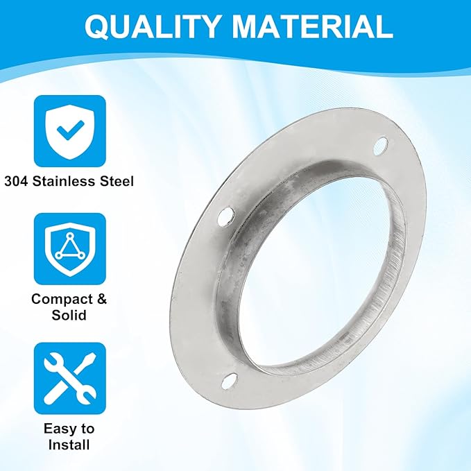 PATIKIL 4 Inch Duct Connector Flange, Metal Straight Pipe Exhaust Flange Duct Mounting Plate for Heating Cooling Ventilation HVAC System, 304 Stainless Steel