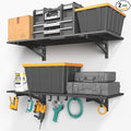 2-Pack 1.5x4ft Garage Shelving Wall Mounted, 1.5' x 4' Heavy Duty Garage Storage Shelves with Hooks, 500LB Capacity