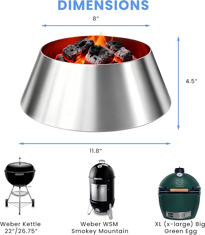 BBQ Whirlpool for Weber Kettle 22" 26.75" Accessories, Charcoal Grilling Accessory for Weber Smokey Mountain WSM, Replacement for Master Touch 22, Big Green Egg, Kamado Joe Grill Accessories