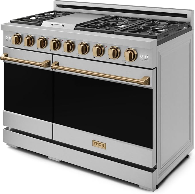 Gordon Ramsay by THOR Kitchen 48 Inch Professional Liquid Propane Range with Tilt Panel Touch Control in Stainless Steel/Bronze