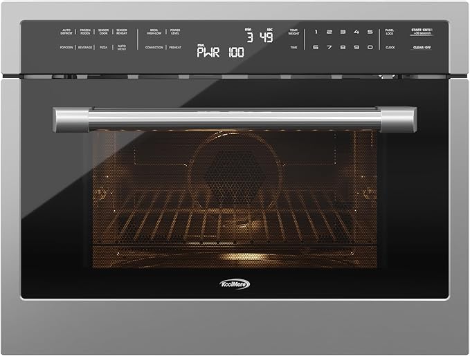 KoolMore 24 Inch Built-in Convection Oven and Microwave Combination with Broil, Soft Close Door, 1000 Watt Power, Stainless Steel Finish, Touch Control LCD Display