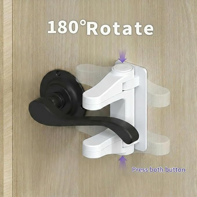 6-Pack Door Handle Baby Proof – Child Proof Door Lever Lock & Door Locks for Kids Safety, Stop Toddlers & Pets from Opening Doors – Easy One-Hand Use, No-Drill Adhesive – Fit Bath/Kitchen/Bedroom