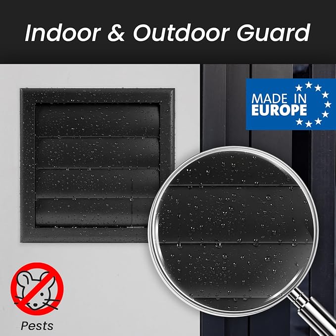 Repa Market 4 Inch Vent Cover - Black Plastic Shutter Wall Vent Cover - Louvered Vent Cover for Outdoor - Hood Vent, Exhaust Vent for Bathroom, Kitchen, House HVAC Air Duct Vent Cover Outside