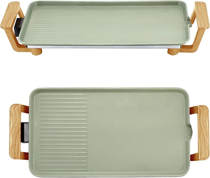 Living+ 19-Inch Electric Griddle – Large Nonstick Griddle Pan Electric, Flat Top Grill & Pancake Griddle, 1400W Indoor Electric Griddle Nonstick with Detachable Thermostat, Cool Touch Handles, Mint