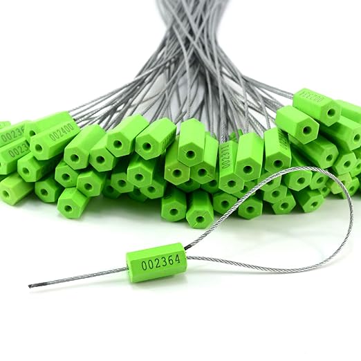Tamper Proof Security Cable Tags for Truck Trailer Pull-Tite Metal Shipping Seals Numbered Padlock Seals for Container(Pack of 1000 pcs, Green)