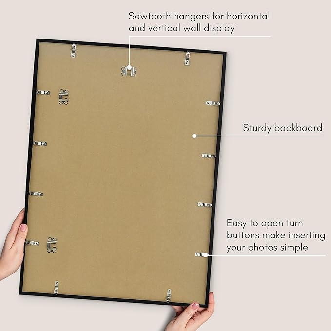 Americanflat 20x27 Picture Frame with Polished Plexiglass - Streamline Collection - Thin Border Picture Frame for Wall Display - Hanging Hardware Included - Black
