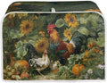 UNICEU Sunflowers Rooster Print Toaster Cover 4 Slice Stain Resistant Oil Protection Dust Cover Washable Kitchen Small Appliance Covers for Bread Maker