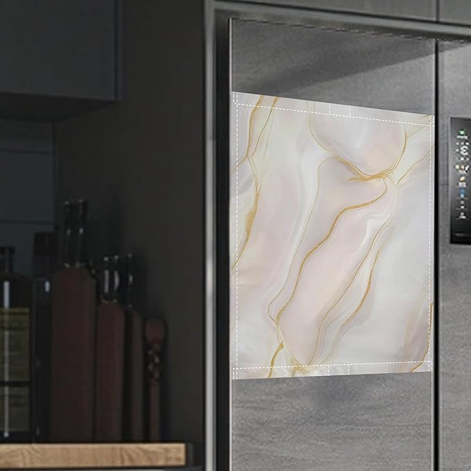 White Marble Magnetic Dishwasher Cover,Gold Lines Dishwasher Covers for The Front Magnetic Dishwasher Panel Decal Cover for Kitchen 23x26inch