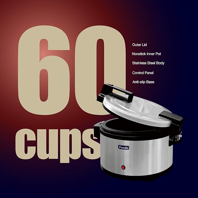 Panda Commercial Rice Warmer - 60 Cups Cooked Capacity Electric Rice Warmer(Warm Function, not Rice Cooker), NSF & ETL Listed Perfect Rice and Food Warmer for Professional Kitchens
