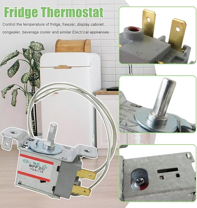 WPF-20 Fridge Temp Control Freezer Temperature Control Thermostat 2 Pin for wpf16 and wpf18, Replacement WR09X10197 Thermostat by YTXXDEUS