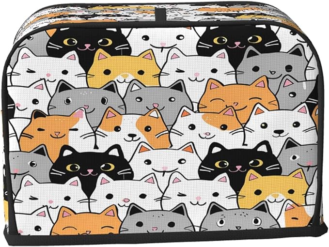 Toaster Cover 2 Slice Cute Cartoon Cat Animal Waterproof Appliance Cover with Hang Loop Bread Baker Toaster Cover for Kitchen
