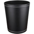 GORESE Pu Leather Trash Can, 2.6 Gallon Black Bathroom Trash Can, Small Office Garbage Can Wastebasket for Bedroom, Kitchen, Round Trash Bin Decorative Under-Sink/Desk/Home Easy to Clean