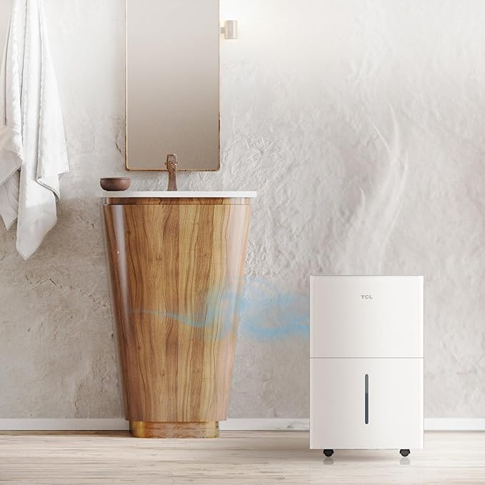 TCL 2000 Sq. Ft. Smart Dehumidifier, Energy Star Most Efficient 2024, Ultra-compact, 25 Pints Per Day, Ideal for Basements, Rooms, and Other Living Spaces, Works with Alexa/Google Assistant – H25D44W