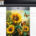 Sunflower Butterfly Dishwasher Magnet Cover Flower Animal Sunflower Dishwasher Decorative Cover Front Dishwasher Door Cover Reuseable Dishwasher Cover Panel Decal for Kitchen Home Appliances 23" X 26"