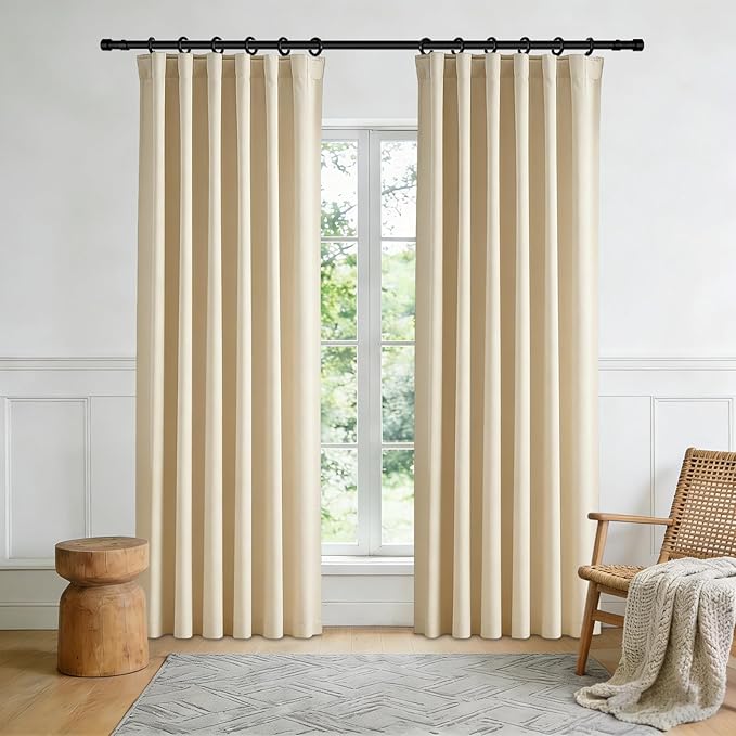 Room Divider Blackout Curtain Track Curtains Wall Dividers Panels Screen for Living Rooms Bedroom Office Privacy Partition Separation, W52 × L84 Inch,1 Panel, Beige
