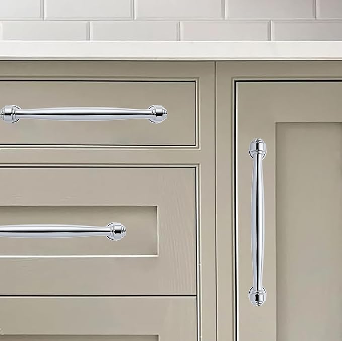 khtumeware 10 Pack 6-1/4 Inch(160mm) Vibrant Polished Chrome Cabinet pulls Kitchen Cabinet Handles Kitchen Cabinet Hardware for Cupboard Drawer Handles Dresser Pulls