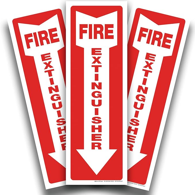 iSYFIX Fire Extinguisher Reflective Sticker Sign – 3 Pack 4x12 – Premium Self-Adhesive Vinyl, Laminated for Ultimate UV, Weather, Scratch, Water and Fade Resistance, Indoor and Outdoor