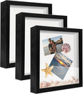 5x7 Shadow Box Frame Display Case, Wood with Plexiglass, Display Case Box for Memorabilia, Medal, Crafts,Tickets and Photos, Picture Frame for Wall and Tabletop (3Pcs-Black, 5x7)