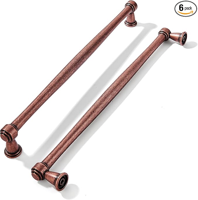 khtumeware 6 Pack 12 Inch(305mm) Antique Copper Cabinet pulls Kitchen Cabinet Handles Kitchen Cabinet Hardware for Cupboard Drawer Handles Dresser Pulls