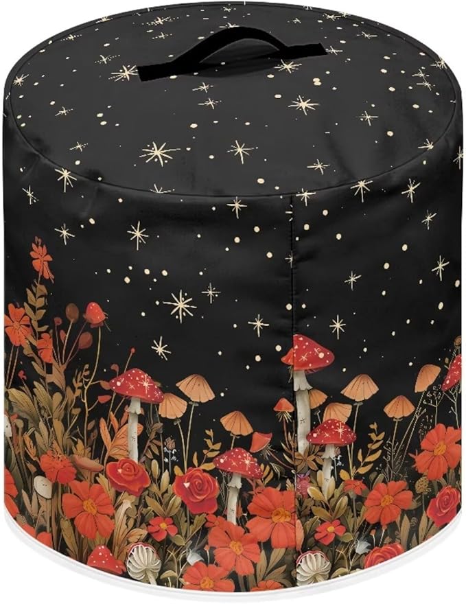 Halloween Cute Ghost Floral Pressure Cooker Dust Cover with Top Handle and Storage Pocket Kitchen Appliance Decor Air Fryer Rice Cooker Cover Machine Washable