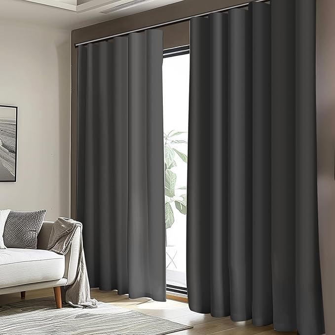 Room Divider Blackout Curtain Track Curtains Wall Dividers Panels Screen for Living Rooms Bedroom Office Privacy Partition Separation, W100 × L120 Inch,1 Panel, Black