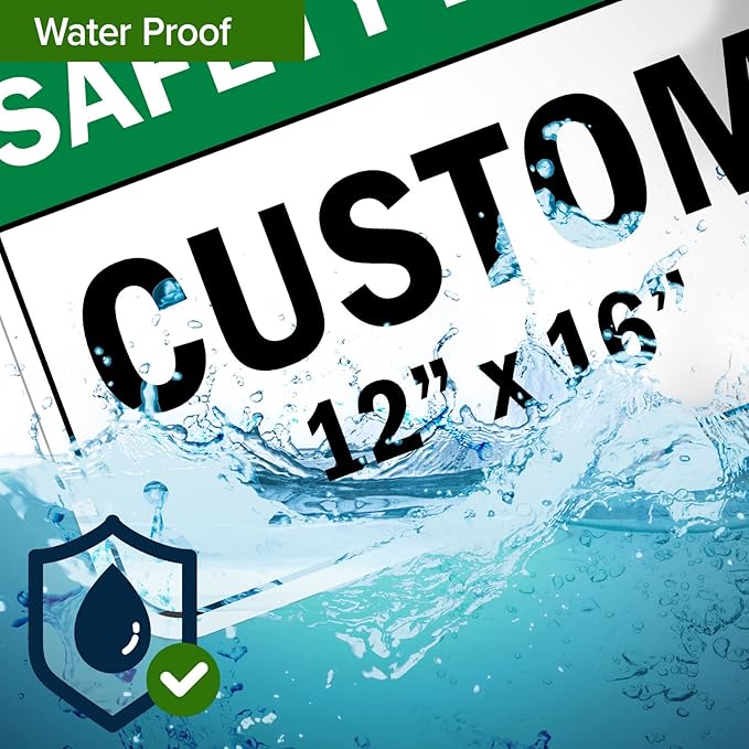 Custom Safety First Sign, Ansi Sign, Osha Compliant, 12x16 Inches, Post Holes, Rust Free .040 Aluminum, Fade Resistant, Indoor/Outdoor Use, Made in USA by My Sign Center
