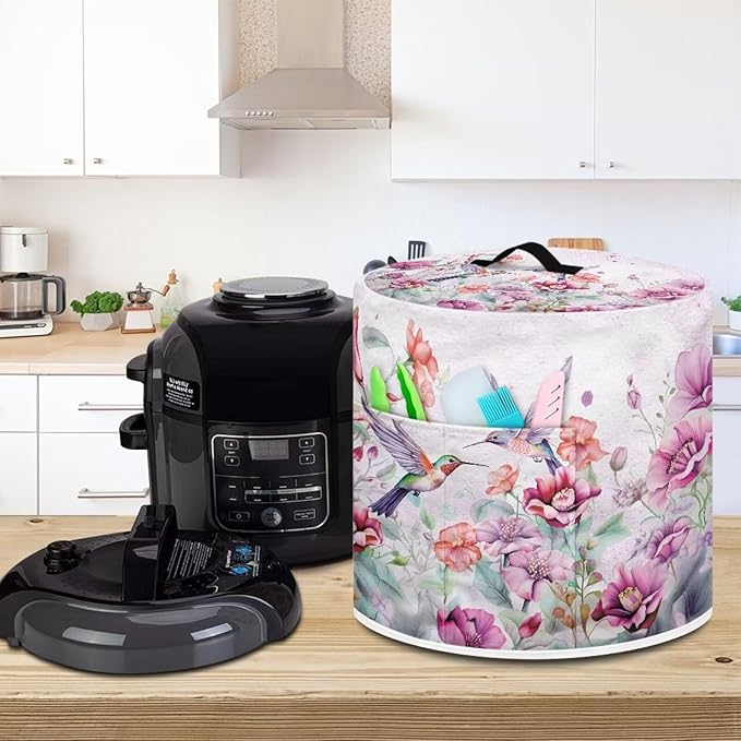 Hummingbird Pattern Air Fryer Cover Washable Pressure Cooker Dust Cover for 3 Qt Small Kitchen Appliance Cover with Top Handle Dust Protection Bread Cover
