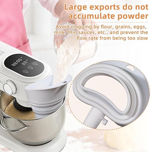 Flour Funnel for Kitchen Aid Mixer, Easy Pour No-Mess Attachment, Food-Grade Silicone Funnel, Stand Mixer Attachment for Tilt-Head Stand Mixer 4.5 & 5 Quart (KSM150), Anti-Splash Accessory (Blue)
