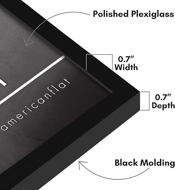 Americanflat 22x34 Poster Frame with Polished Plexiglass - Streamline Collection - Thin Border Picture Frame for Wall Display - Hanging Hardware Included - Black