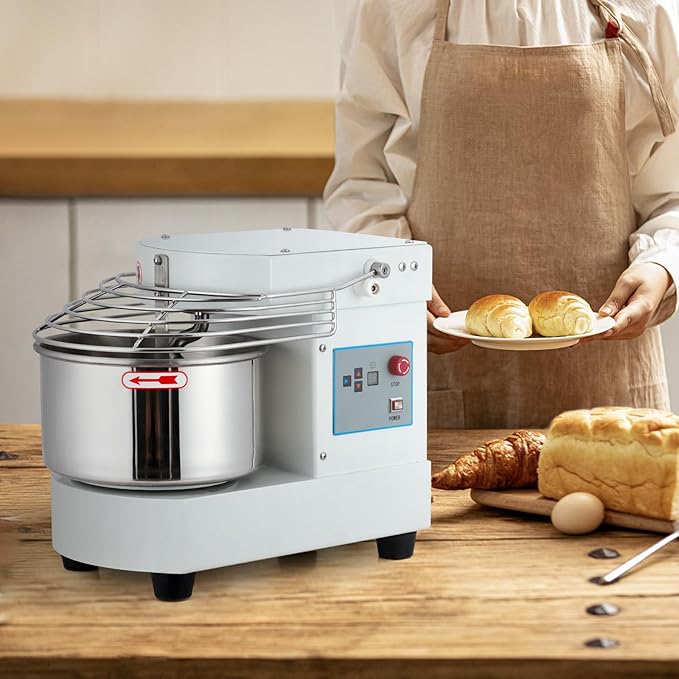 Commercial Food Mixer, 10.5 Qt Touch Screen Dough Mixer Machine with Timer, Security Shield, 650W Dual Rotating Dough Kneading Machine Food-grade Stainless Steel Bowl for Restaurant Bakery