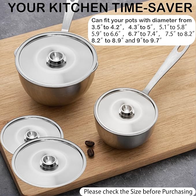 8.7 Inch Pan Lid, Universal Lid for Pots and Pans, Stainless Steel Pot Cover Universal Pans Pots Cookware Replacement Accessories for Skillets Frying, 22cm