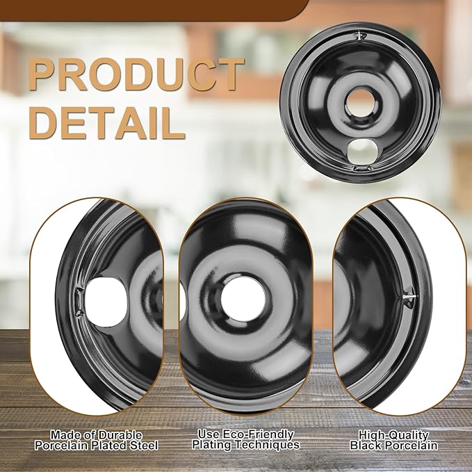 WB31M20(6") WB31M19(8") Porcelain Drip Pan Set & WB30M2(8") WB30M1(6") Electric Range Burner Element Unit Set by Cenipar-Compatible with GE Hotpoint Kenmore Range/Stove-Includes 3×6” and 1×8”