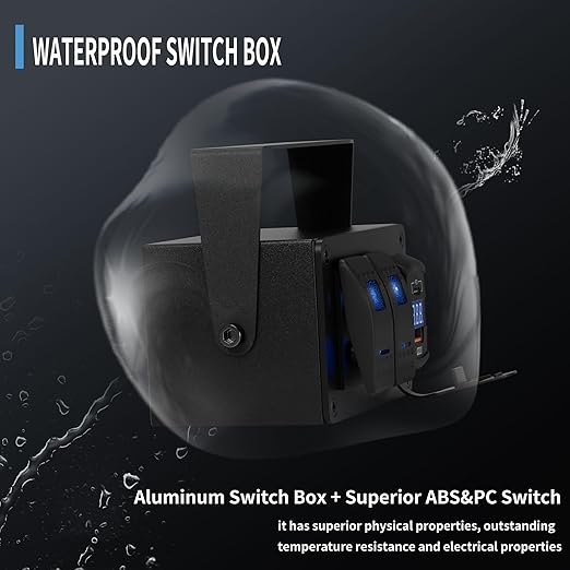 Joinfworld 2 Gang Rocker Switch Box Waterproof 12V LED Light Bar Switch Panel SPST ON/Off with Dual USB Outlet PD Type C& QC 3.0 Car USB Port for Boat Marine Automotive Car Truck RV UTV