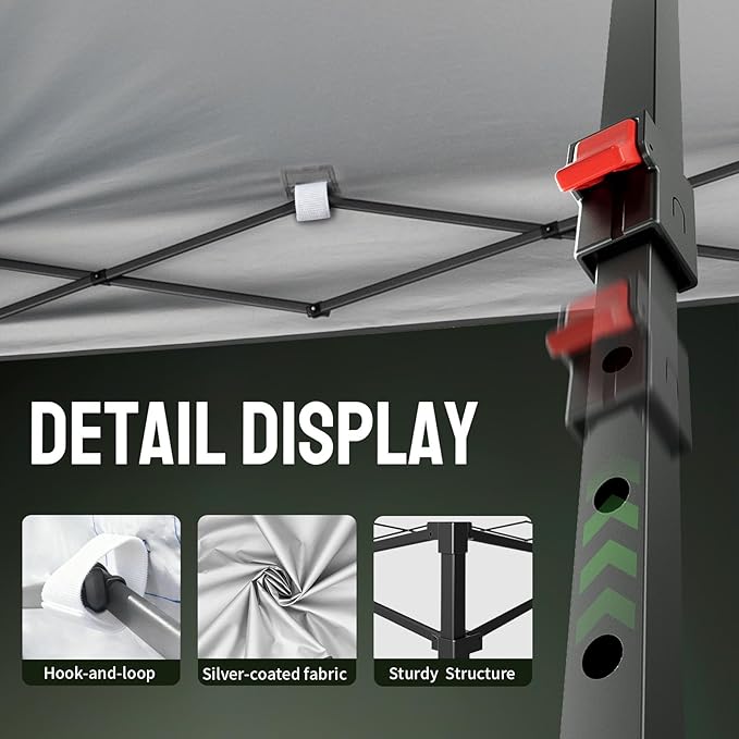 CROWN SHADES 10x10 Pop Up Canopy Tent - Patented Center Lock One Push Instant Outdoor Canopy Beach Tent with STO-N-Go Bag 8 Stakes & 4 Sand Bags，Pink