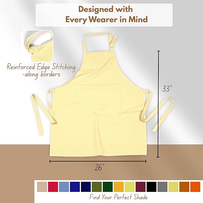 Native Fab Kitchen Apron 2 Pack - 100% Cotton Adjustable, Durable Apron with Pockets, Perfect for Cooking, Baking, Grilling