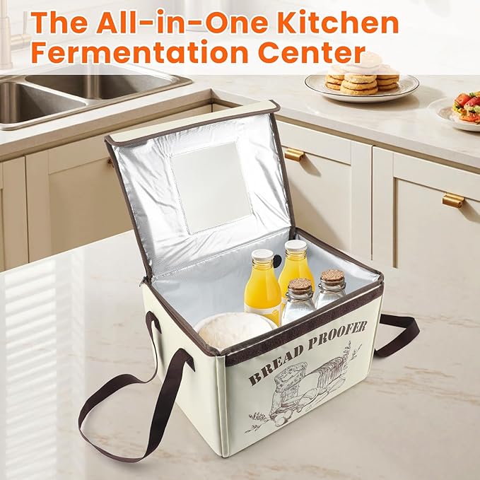 Folding Dough Proofing Box - Bread Proofer with 50-113℉ Temp Control,48H Timer and Metal Rack for Pizza, Sourdough, Yogurt, Seed Starting, Bread Baking