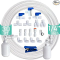 NSF Certified 1/4" O.D. Push to Connect Fittings for RO (Reverse Osmosis) Water Filter（with water float ball valve）19 pcs+30 feet 1/4" Water tubing.
