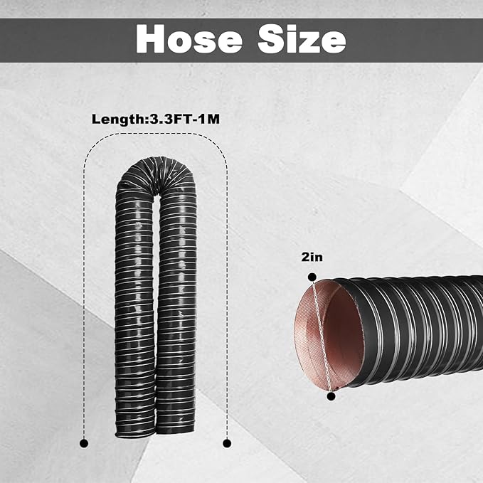 NOWBALL 2in Automotive Air Duct Hose, Length 1 Meter-3.3ft, 2" Silicone Flexible Cooling Ducting, 50mm High Heat Brake Exhaust Hose for Car, Garage, Dryer Air System Black