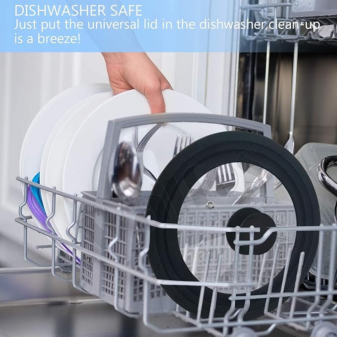 Universal Lid for Pots, Pans and Skillets - Tempered Glass with Heat Resistant Silicone Rim, Fits 8", 9" and 9.5" Diameter Cookware