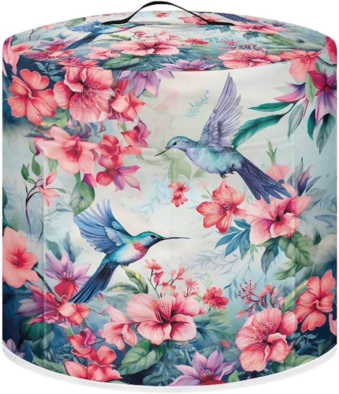 hummingbird Floral Pressure Cooker Cover for Women Dust-proof Cover for Rice Cooker Air Fryer Kitchen Appliance Covers with Top Handle and Pocket Home Kitchen Decor Gifts for Friends