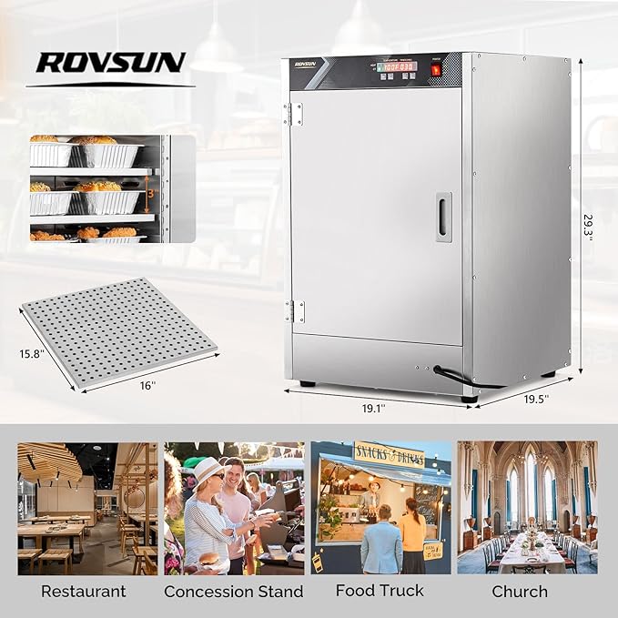 ROVSUN 5-Tier Commercial Food Warmer, Hot Box Food Warmer Pizza Warmer w/Removable Shelves Water Tray, Hot Holding Cabinet Electric Countertop for Catering Buffet Restaurant