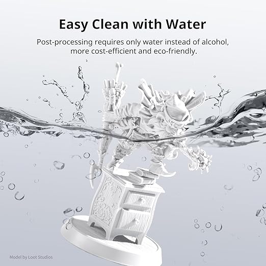 ANYCUBIC Water Washable 3D Printer Resin 2.0, 405nm High Precision 3D Resin, Low Shrinkage Photopolymer Resin for 4K/8K/12K Capable LCD DLP Resin 3D Printer (White, 1000g)