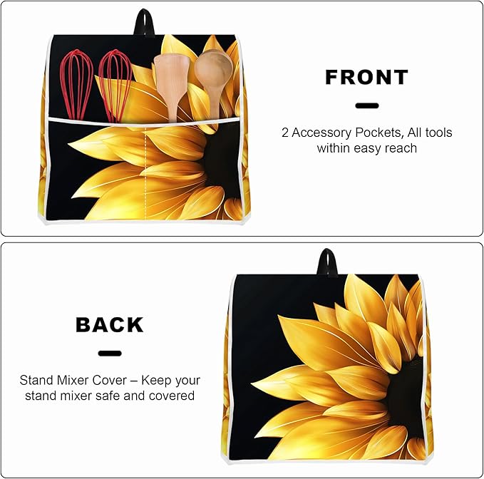 Stand mixer cover with handle and storage bag, reusable and washable, stylish retro floral design, keeps kitchen countertops clean and tidy (fits 6-8 quart mixers).