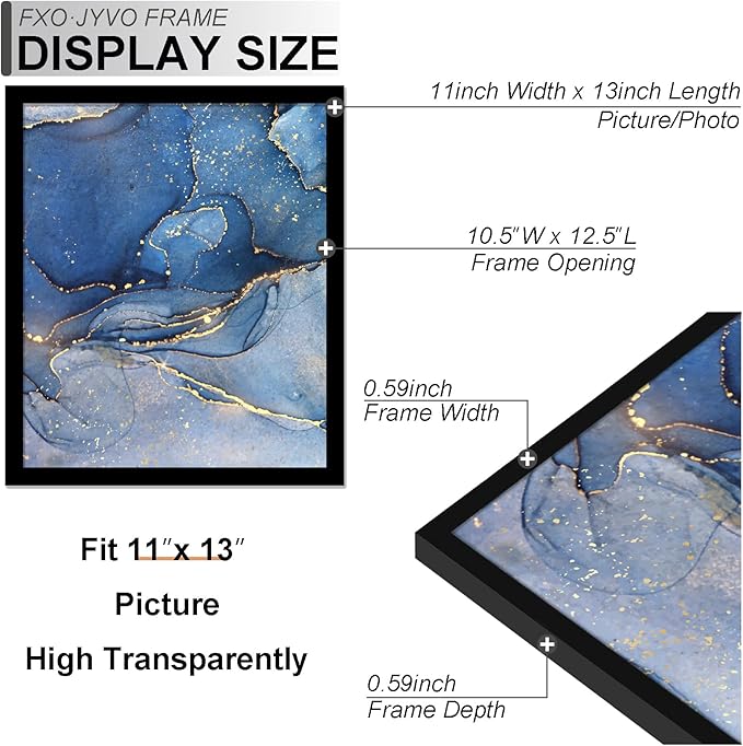 11x13 Picture Frame Set of 3, Black Frame for 11 x 13 Inch Picture Poster Photo, Light Weight and High Transparent 11 by 13 Frame for Wall - 3 Pack/Black/11 x13