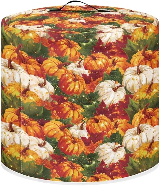 6 Quart Pressure Cooker Dust Cover with Top Handle and Storage Pockets Kitchen Appliance Protector Cover for Air Fryer Rick Cooker Pumpkins Maple Leaf Thanksgiving Day Decor