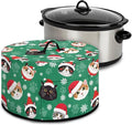 Cute Cats Christmas Hat Print Oval Slow Cooker Dust Cover Protective with 6-8 Quart Slow Cooker Recyclable and Practical Crock Pot Cover for Kitchen Appliances Christmas Decor